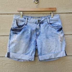 Hering bleach wash distressed denim cuffed shorts 6.5 inch inseam size 8